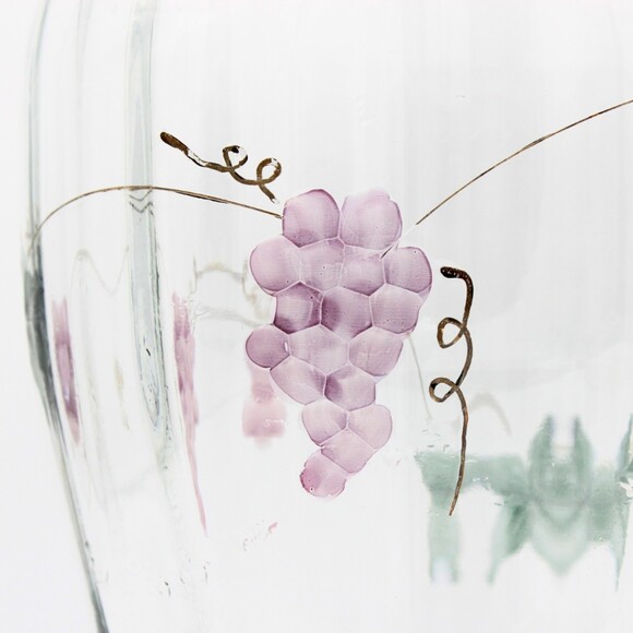 Vintage Large Glass Vase Etched Grape Design Hand Painted Accents by Wine Things - Picture 3 of 7